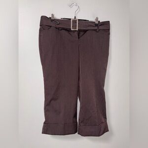 Star City Brown Striped Y2K Capris Belted Vintage Cuffed Classy Preppy Jrs 7